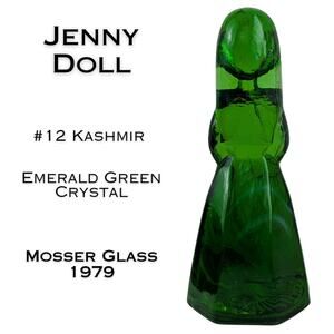 Mosser Glass Jenny Doll Kashmir #12 1979 Emerald Green Crystal Glass Figurine